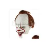 Partymasken Stephen Kings Joker Maske Sile Film FL Gesicht Horror Clown Latex Halloween Schreckliche Cosplay Prop Dro Dhgks