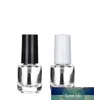 Garrafa clássica de 5 ml de forma redonda de forma de vidro transparente de vidro transparente para arte de unhas com tampa branca de tampa preta de escova