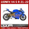 Motocyklowe owiewki dla Ducati Street Fighter Panigale V4S V4R V 4 V4 S R 2018-2022 Body 167NO.64 V-4S V-4R V4-S V4-R 21 22 2021 2022 Formowanie wtrysku Pełna niebieska stężenie zapasów