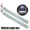 1pc 12v tüpler araba iç LED ışık çubuğu beyaz ışık tüpü ile anahtarla 108LED Van Lorry Truck RV kampçı Tekne Tavan Işığı