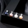 Korea Słodka design słodkowodna perła S925 Srebrne kolczyki stadninowe moda seksowne kobiety błyszczące kolczyki cyrkonowe luksusowe biżuterię prezent