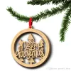 3PCSLOT TRÄ JUL JUL DUBBEL LAYER LASER CUT Hollow Hanging Pendant Wood Christmas Tree Ornament Ny Year Party Decorations