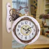 壁の時計豪華な両面装飾時計大型3Dホーム木製ビンテージ珍しいホルロジュムラールの時計