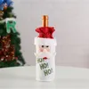 Christmas Decorations 1Pc Cute Santa Claus Red Wine Bottle Cover Clothes Bags Gift Holders Dinner Table Decor Years Supplies