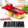 Fruktgrönsaksverktyg Vegetabilisk kniv med handtag stålblad mandolin skiva potatisskalare morot ris container skivare kök tillbehör verktyg 230328