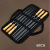 Acessórios para ferramentas 6/12pcs assar bobs nítidos portáteis com skewers de camping skewer