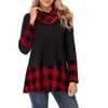 Felpe con cappuccio da donna Felpe autunno e inverno Donna Casual Plaid natalizio Camicie stampate Manica lunga Collo alto Camicetta Camicetta Cappuccio