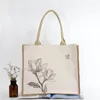 أكياس التسوق 100pcs/الموضة Hefeng Style Jute Patchwork Cotton Handbag Wholesale Custom Printed Eco Friendly Women's Bag Bag