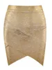 Spódnice Hurtowe Kobiety Summer Seksowne czarne srebrne złote bandaż High Street Designer Skinny Party Mini Pencil 45cm 230327