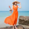 Casual Dresses Summer Vintage 200% Real Silk Dress Women Clothes Ladies Boho Elegant Beach Maxi Evening Party Vestidos 99022