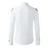Chemises décontractées pour hommes Minglu noir blanc hommes luxe coton à manches longues robe de soirée poche poitrine mince mâle 3xl