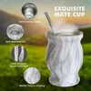 Weingläser Yerba Mate NaturkürbisTeetassen-Set mit Deckel Original traditionell 230ML | Enthält 2 Bombillas Yerba-Strohhalme 230327