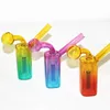 Ny Mini Glass Oil Burner Bong Colorful Pyrex tjock glas Ash Catcher Water Pipe Recycler Dab Rig Bong Hosah