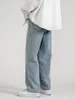 Мужские брюки мешковатые джинсы 2023 модная черная классическая хип -хоп Брюки светло -голубые панталоны Прямой широкий ноги корейские мужчины 230328