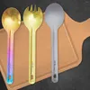 Dijkartikelen Sets kampeergerei Portable titanium lepel vork combinatie backpacken bestek voor outdoor spork servies reispicknick