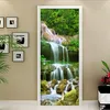 Fonds d'écran Cascade d'eau de montagne Nature Paysage Peinture murale Salon Chambre Porte Autocollant PVC Auto-adhésif Po Mural Papier Peint