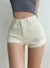 Damen-Shorts WOMENGAGA Hohe Taille, schlank, gerade, schmales Bein, lange Denim-Shorts, Damen, Sommer, Hüfte, dünn, sexy, koreanische Damen-Mini-Braun-Shorts M8CJ 230328