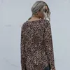 Magliette da donna Camicia da donna con scollo a V stampata leopardata Magliette larghe Camicetta da donna in chiffon casual Abbigliamento da strada da donna S-2XL