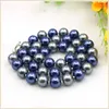 Ketten Mode Glas Shell Perle Perlen Halskette 10mm Blau Grau Runde Krawatte Frauen Mädchen Geschenke Ornamente Schmuck Machen design