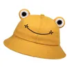 ワイドブリム帽子かわいいカエルバケツ帽子女性バケツハット女性夏の屋外太陽釣り帽子綿ワイルドパナマ帽子p230327