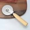 Outil rond de coupe de pizza en acier inoxydable confortable avec manche en bois couteau à pizza coupe pâtes pâte cuisine ustensiles de cuisson dh98