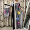 女性のためのエスニック衣類アバヤ2023年スカーフ花v-首のアフリカンドレス