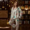Женская одежда для сна пижама Женский с длинным рукавом весенний осенний хлопок Зимний корейский мультфильм Симпатичные повседневные брюки могут носить два дома дома