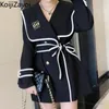 سترات نسائية Koijizayoi Jas Hujan Elegan Musim Dingin TeBal Hangat Mantel Panjang Mode Wanita Kantor Sabuk Korea Gelas Anggur Drop Pakaian 230328