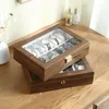 Torebki biżuterii case fase 10 automatów drewniane zegarek na wystawie duży opakowanie uchwyt na drewniany magazyn biżuterii organizator pudełka