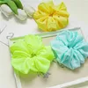 Meninas garotas scrunchies neon elástica laços de cor sólidos com cortes de cor de cor de cor fluorescente cor corda brilhante feminino acessórios para cabelo