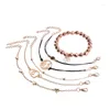 Aprilwell 6 PCs Boho Bracelet Ensembles Pour Femmes Perle Cordon Poignet Chaîne Esthétique Brassard Y2k Bijoux Accessoires Cadeau Egirl