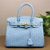 Platinum Handbag Designer Ostrich Bags Wind Pattern for 2024 Shoulder Small with Logo Zwsg Genuine Leather