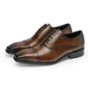 Chaussures habillées hommes marque formelle en cuir véritable à lacets noir marron hommes mode coréenne mariage élégant Oxford