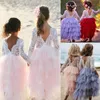 Robes de fille Enfant en bas âge enfant bébé fille robe fleur dentelle princesse robe fête bal robes formelles demoiselle d'honneur Pageant robes Tulle Tutu robe