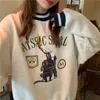 Dames TShirt Wanita Tidak Ada Topi Hoodies Kaus Longgar Kasual Cetak Pullover Fleece Lengan Panjang OLeher Gaya Korea Vintage Retro Rompi Fashion Style 230328