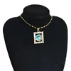 Choker Cz Crystal PO ramki symulowane Naszyjka Złota Kolor Link Łańcuch biżuteria dla kobiet Złe szczęście Prezent w