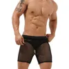 Men's Shorts Sexy Mens Sleep Bottom Casual Home Boxer Shorts Sexy See Through Transparent Loose Lounge Pajamas Male Mesh Breathable Underwear W0327