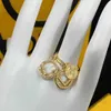 2023 Designer Fen Jia F Letter Rhinestone Open 2023 Tassel New Fashion Simple Ring Female