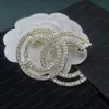 المصممين Gold G Brand Luxurys Desinger Brooch Women Rhinestone Pearl Letter Stup