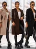 Женские куртки осенние модные повязки длинная кашемирная пальто