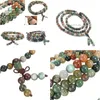 Beaded Fashion Jewelry Natural 6Mm Stone Buddhist India Style 108 Prayer Beads Gourd Mala Necklace Bracelet For Women Men Gift Dhigv