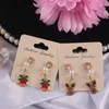 Stud-oorbellen 3 van de Set Merry Christmas Snowman Tree Elk Metal Pendant Ladies Fashion Party Sieraden Gift