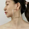Boucles d'oreilles créoles Punk 70mm carré en alliage de métal déclaration Double pont large boucle d'oreille pour les femmes bijoux de mode UKEN