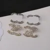 23ss Nuevo estilo Diseñadores de marca de lujo Letras Ear Stud Simple 18K Chapado en oro 925 Plata Geométrica Mujeres Crystal Rhinestone Diamond Earring Jewerlry