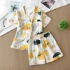 Women's Sleepwear Summer Shorts pajamas sets women 100% gauze cotton Japanese fresh sweet short sleeves shorts sleepwear women 230328