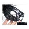 Partij maskers uitverkoop handgemaakte kant lederen Mardi Gras masker maskerade bloem prinses voor Lady paars rood zwart wit optie drop Dh4U5