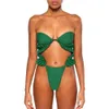 Bikinis Set Solid Color Pleated Design Push Up Swimsuit Sexig Micro Bikini Tvåbit Cut Out Naken Pool Badkläder Ladies Tube Top Beachwear P230328