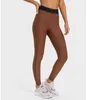 LU-347 Color Contrast Women Leggings Elastic Waist Tights Slim Fit Running Fitness Training Yoga Pants Gym Clothes