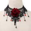 Choker Courtly Lolita gotisk spets roshalsband för kvinnor svart handgjorda Tassel CLAVICLE CHAMER CHARM TRANDKRAG