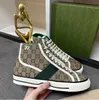 Tennis 1977 canvas casual shoes Luxurys designer women's shoes Italy green and red net striped rubber sole stretch cotton low-cut men's sports shoes with box.
